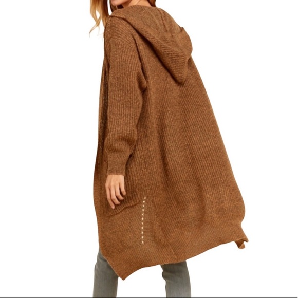 Hooded Knee Length Cardigan - Picture 2 of 7